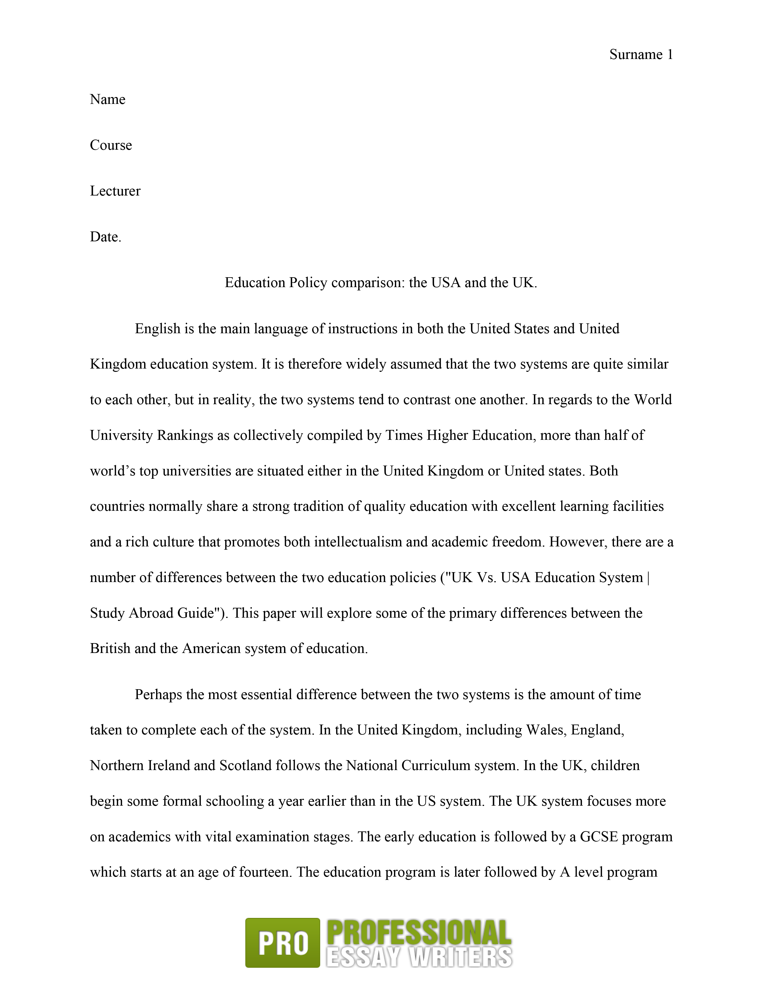 Good thesis for compare and contrast essay