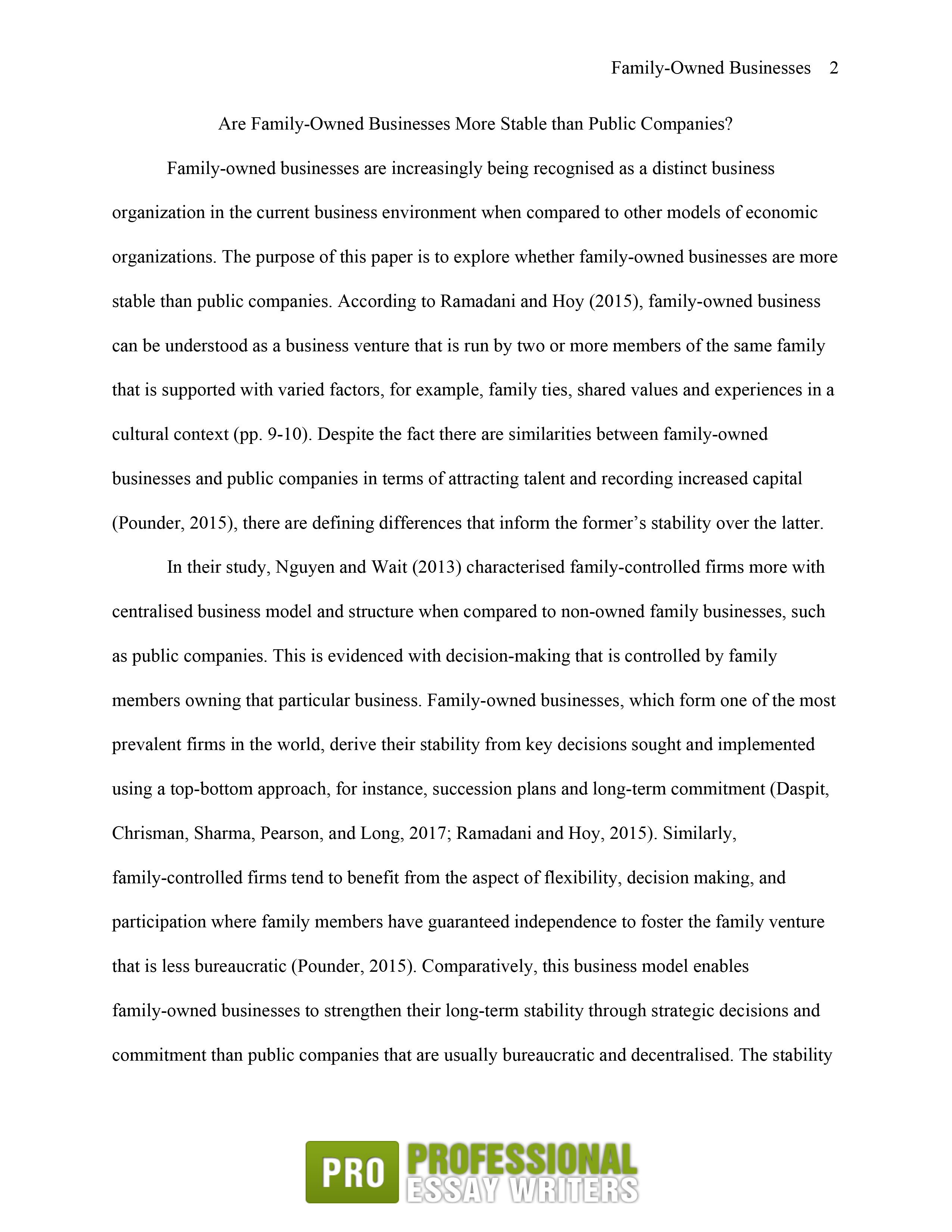 example of business essay